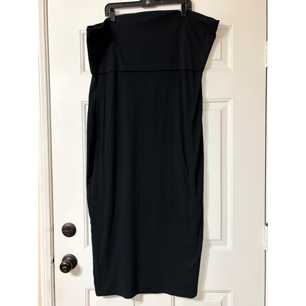 Wild Fable | Plus size Ribbed Strapless Bodycon Midi Tube Dress | 4X || Black|